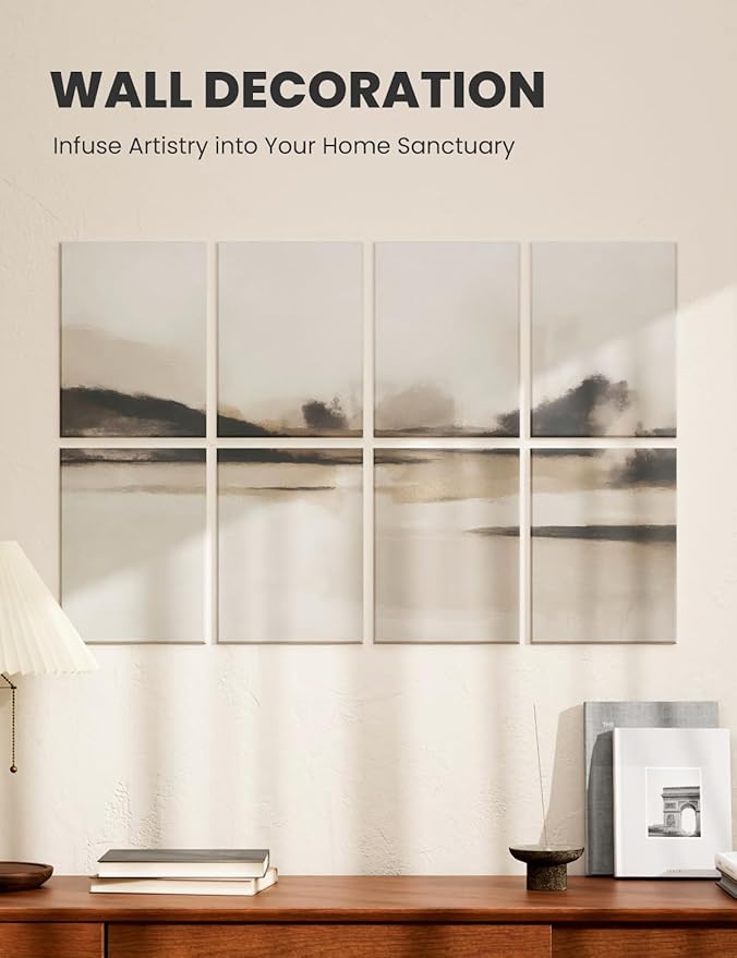 Wall Art Acoustic Panels,47''X31''Soundproof Wall Panels-8-Pack with 50 Adhesive Tabs, Panels for Living Room and Recording Studio, Offices-Mist Reflections