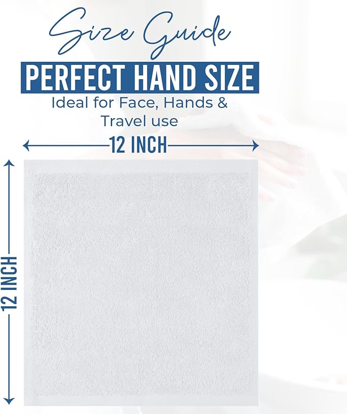 DAN RIVER 100% Cotton Wash Cloths 24 Pack [12x12] Soft & Absorbent wash Clothes, Gym, Hotels & Spa Perfect for Everyday Use Fingertip Towels, White