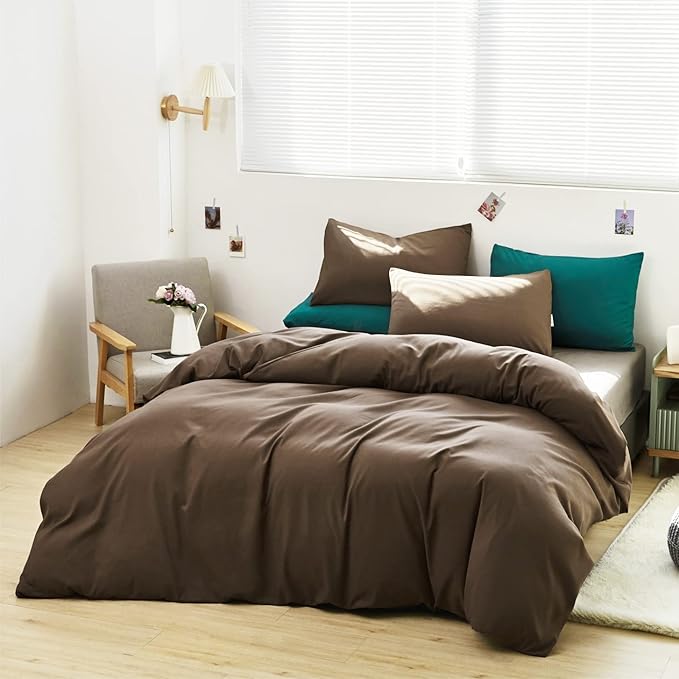 Cottonight Brown Comforter Set California King Bedding Set Solid Modern Chocolate Color Blanket Quilts Soft Fashion Solid Cal King Set for Women Men