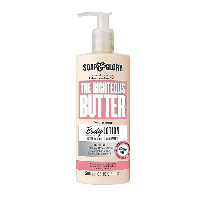 Soap & Glory Original Pink Moisturizing Body Lotion Pump - Lightweight Body Moisturizer for Dry Skin - With Shea Butter, Vitamin E & Aloe Vera for Soft, Hydrated Skin - Rose & Bergamot (16.9 fl oz)