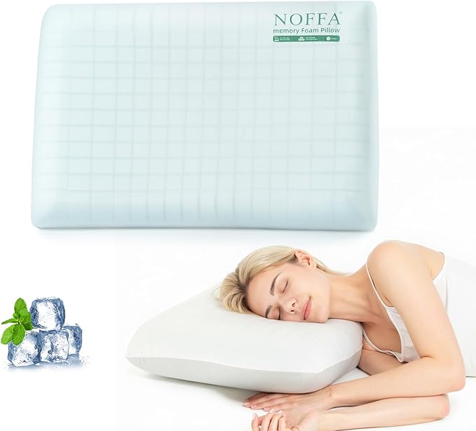 Cooling Memory Foam Pillow, Bed Pillows, Medium Soft Feel Neck Pillow for Sleeping, Memory Foam Pillows for Sleeping Side, Back & Stomach Sleepers, Breathable & Removable Cover, 1 Pack