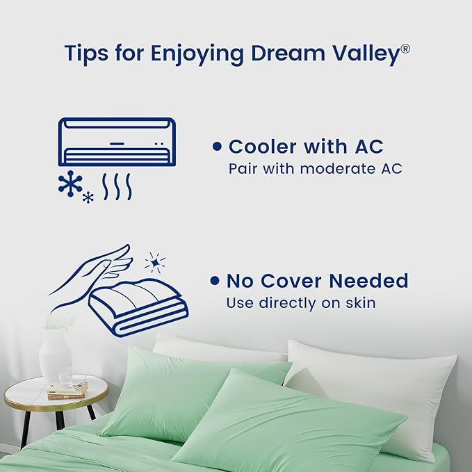 Dream Valley® Outlast® Deepsleep Cooling Comforter, Throw Size, NASA-Grade Space Technology Cooling Blanket for Hot Sleepers Night Sweats, Q-Max > 0.45 Aerocool™ Breathable, Mint Macaron, 60"x80"