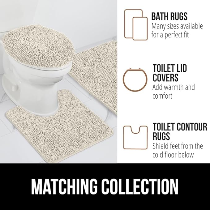 GORILLA GRIP Bath Rug Mat 30x20, Thick Absorbent Chenille, Quick Dry Microfiber Mats, Rubber Backing Washable Shower Floor Rugs, Bathmat Runner, US Designed Bathroom Home Decor Accessories Dusty Cloud