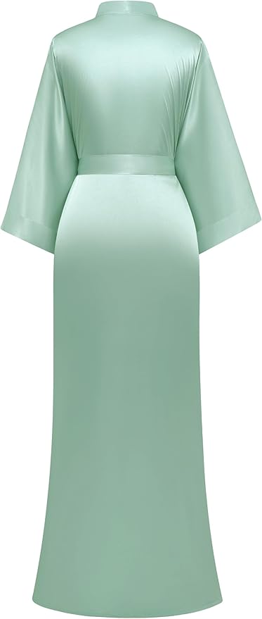PRODESIGN Satin Kimono Robe Women Long Silky Kimono Bathrobe Sleepwear Wedding Bridesmaid Robe