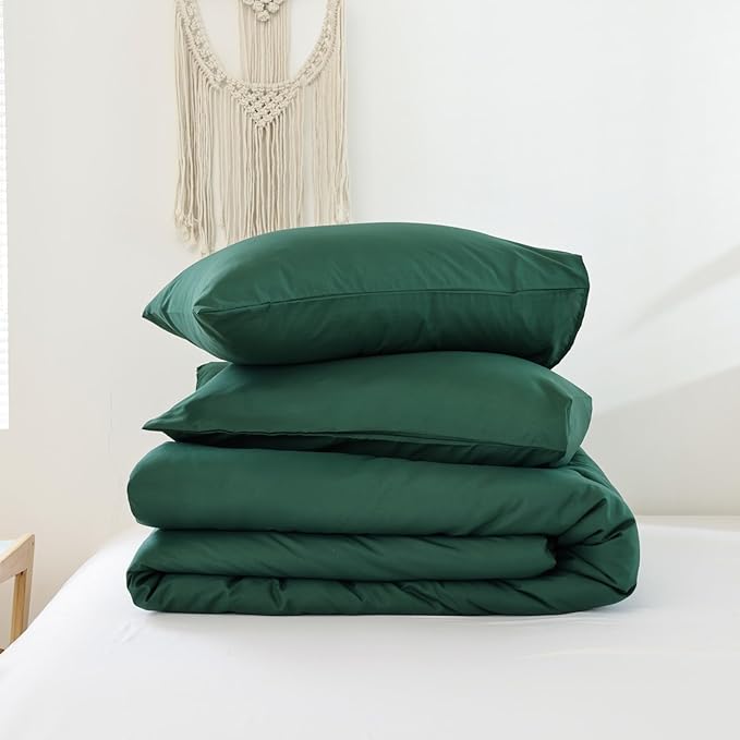 ROSGONIA King Size Comforter Set Emerald Green, 3pcs (1 Boho Dark Forest Comforter & 2 Pillowcases), All Season Blanket Lightweight Bedspreads Quilt