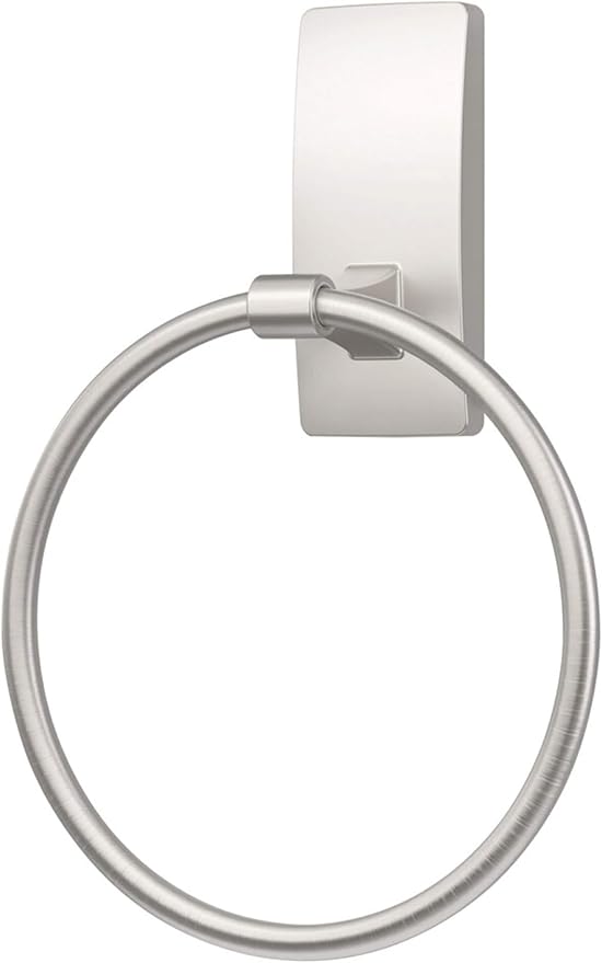 Command Hand Towel Holder Satin Nickel with Water Resistant Command Strips, Rust Resistant Bathroom Organizer, Holds up to 5 lbs, Large