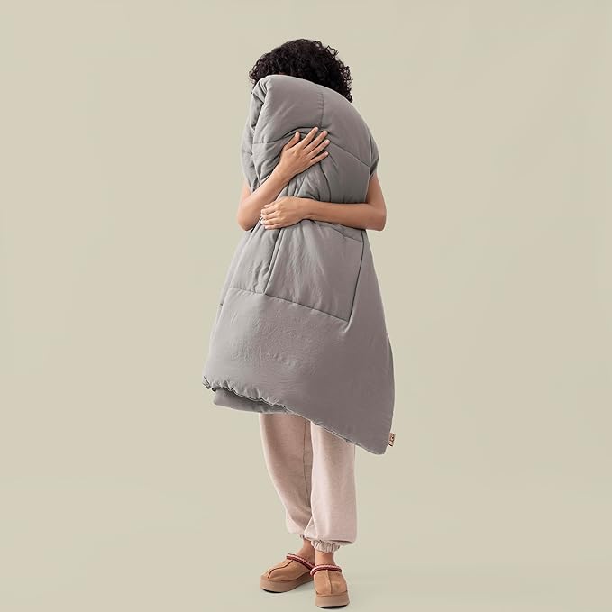 UGG King Size Comforter Set with 2 Pillow Shams Lightweight Down Alternative Comforter King Size Blanket Reversible Cozy Warm All Season Washable Hypoallergenic Bedding Set, Light Grey (Leonora)