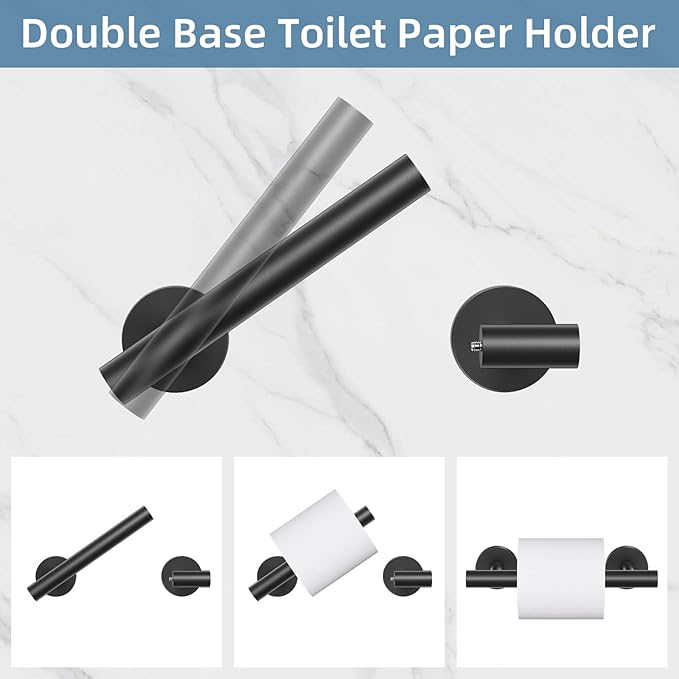 10 Pieces Matte Black Towel Bar Set, Black Bathroom Hardware Set Toilet Paper Holder Towle Racks for Bathroom Upgraded Stainless Steel Bathroom Towel Holder Set Bathroom Accessories