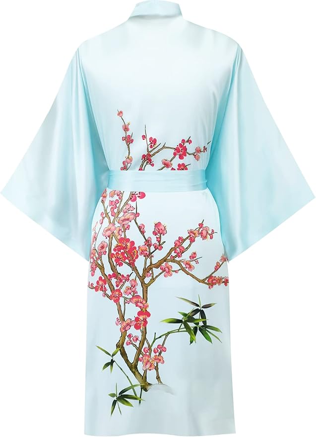women's 100% silk kimono, short bathrobe pajamas, kimono pajamas