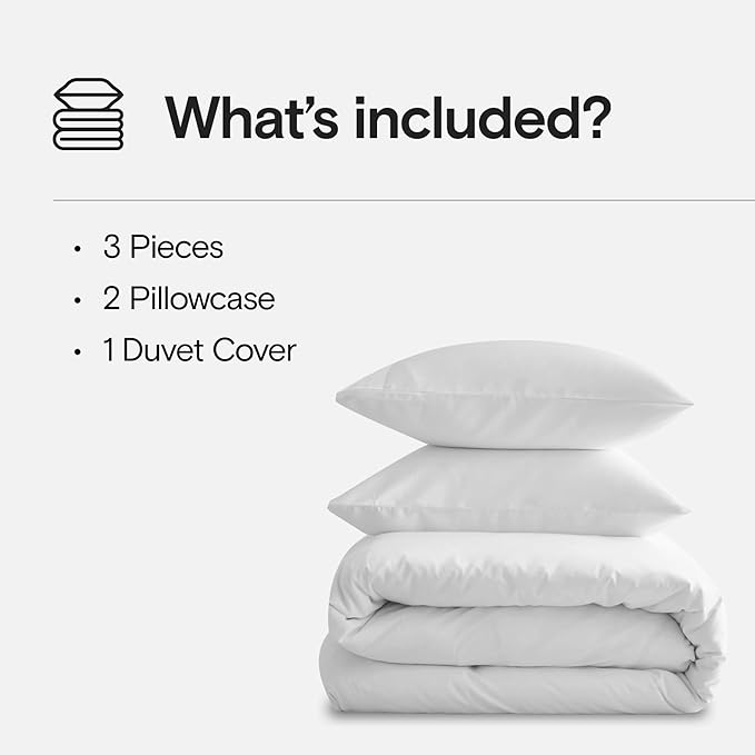 DOZ Duvet Cover Set, 100% Viscose derived from Bamboo, Organically Grown, Buttery Soft, Cooling Duvet Covers, High GSM, 1 Duvet Cover and 2 Pillowcases, 106"x90" (Snow, King/Cal King)