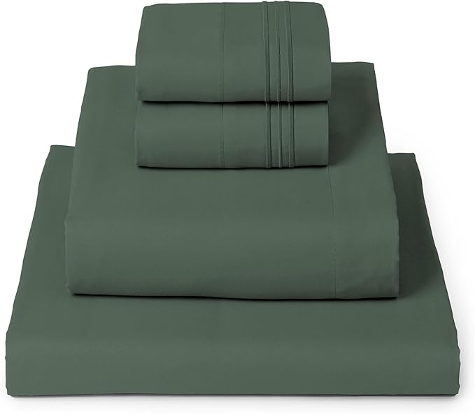 Mellanni California King Sheets Set - 4 PC Iconic Collection Bedding - Hotel Luxury, Extra Soft, Cooling Bed Sheets - Wrinkle, Fade, Stain Resistant (Cal King, Emerald Green)