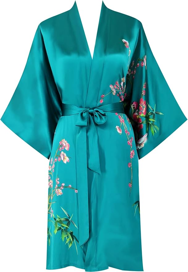 women's 100% silk kimono, short bathrobe pajamas, kimono pajamas