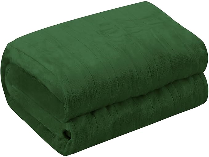 Electric Heated Blanket Twin Size 62”x84”,Soft Warmth Cozy with 5 Heating Settings 10 Hours Auto-Off, One Touch Operation, Machine Washable, Green