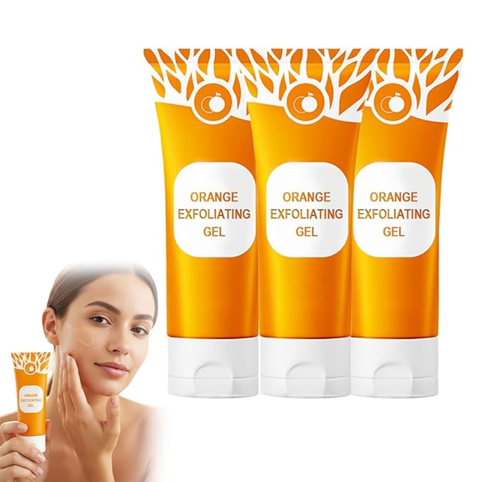 Orange Exfoliating Gel for Face & Body,Deep Pore Cleansing Gel Peeling Scrub,Remove Blackheads Moisturize Cleansing Scrub,Gentle Exfoliator for All Skin Types (Orange/3pcs, 100ML)