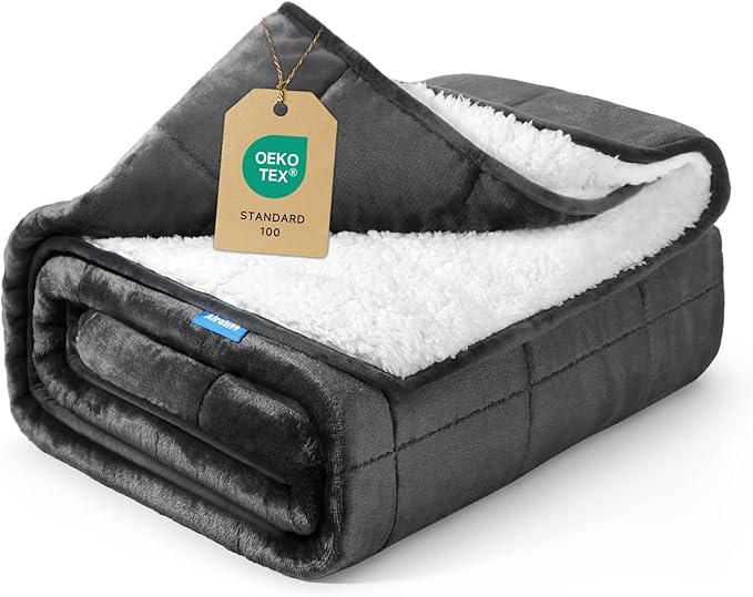 Weighted Blanket 10 lbs 48x72 inches, Sherpa Fleece Throw Blanket for Couch Sofa, Plush Thick and Warm Blanket for Adults, Fuzzy Fluffy Soft Cozy Heavy Blanket Twin Size Bed