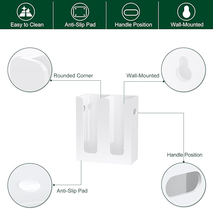 Disposable Coffee Cup Dispenser with Handles, Countertop or Wall Mount Hot/Cold Drink Cup and Lid Holder - Bathroom/Kitchen/Office Acrylic Cup Lid Storage Organizer (2 Compartments, White)