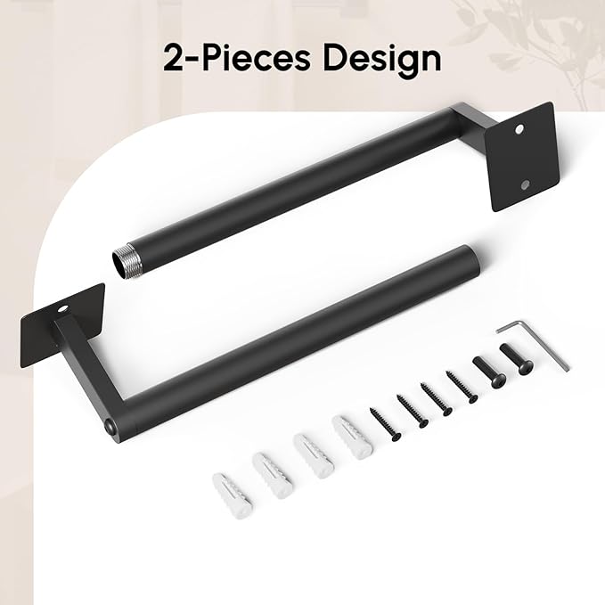 USHOWER Matte Black Towel Bar, 18 Inch Towel Racks for Bathroom Wall Mounted, Heavy Duty Stainless Steel Towel Holder, Easy Installation (Total Length 20 Inch)