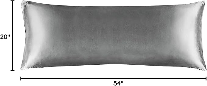 BEDELITE Satin Body Pillow Cover, Super Soft and Cooling Body Pillow Pillowcase for Hair and Skin, Breathable Silky Full Long Pillowcase Cover(20"x54", Grey)