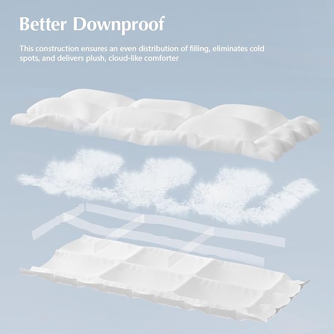 Pacific Coast Down Comforters Queen Size, 100% Cotton Duvet Insert, Extra Fluffy White Comforter, Ultra-Soft, Breathable, All Season Hotel Luxury Bedding Comforters, 8 Corner & Center Loops (90"x90")