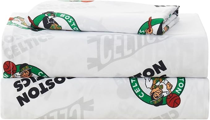 NORTHWEST Officially Licensed Boston Celtics NBA Queen Size Sheet Set – Soft Team Logo Bedding for Dorms, Bedrooms, Fan Caves & Game Day Style