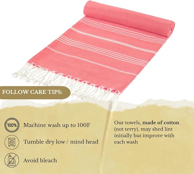 SOULMARK 100% Cotton Turkish Beach Towel with Bag - 38"x71" - 4 Pack - Made in Green & Oeko TEX Certified - Pre-Washed & Sand Free - Quick Dry and Lightweight for Travel - Made in Turkey - Salmon Red