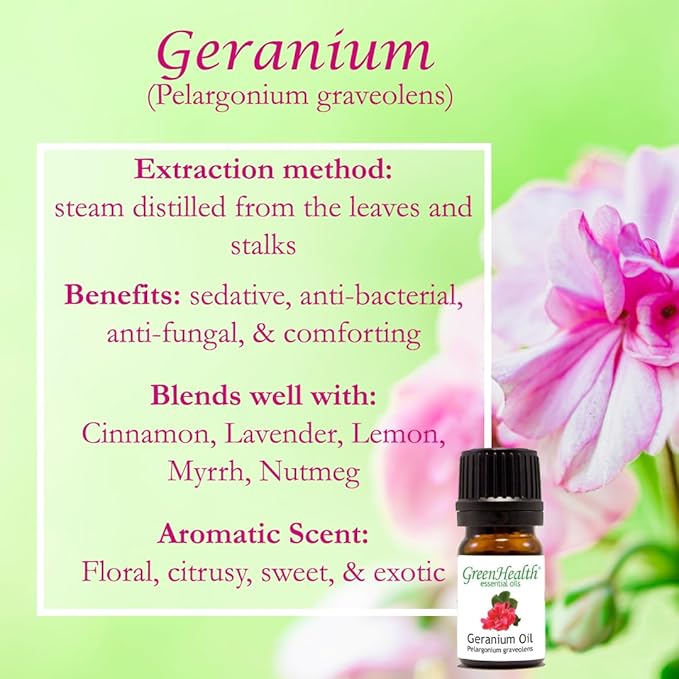 Geranium Essential Oil - 128 fl oz (1 Gallon) Plastic Bottle w/Cap - 100% Pure Essential Oil by GreenHealth