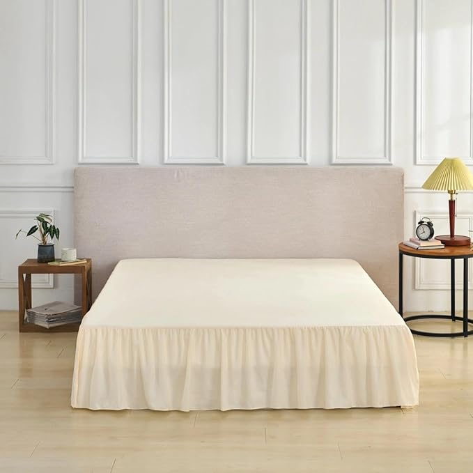 Bed Skirt Queen Size Ruffled Bed Skirt with Split Corners, Queen Bed Skirts 16 Inch Drop with Platform, 16'' Queen, Beige