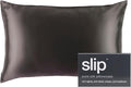slip The Original Queen Pure Silk Pillow Case - 100% Pure 22 Momme Mulberry Silk - Queen Size Standard Pillow Case - Anti-Aging, Anti-BedHead, Anti-Sleep Crease, Charcoal (20" x 30")