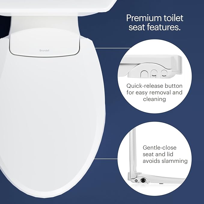 Brondell Bidet Toilet Seat Non-Electric Swash Seat, Fits Round Toilets, White – Dual Nozzle System, Ambient Water Temperature – Bidet with Easy Installation