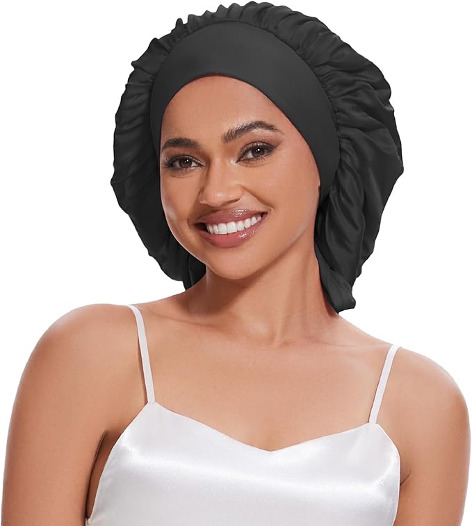 100% Mulberry Silk Bonnet for Sleeping for Women, Double-Layer Real Silk Hair Bonnet Sleep Cap Hair Wrap