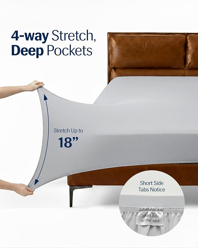 REST® Evercool®+ Starter Sheet Set, King, Light Gray, Breathable Bed Sheets for Hot Sleeper and Night Sweats, with Pillowcases, Ionic+ Self-Cleaning Silver Yarn for Sensitive Skin, 3PCS No Flat Sheet
