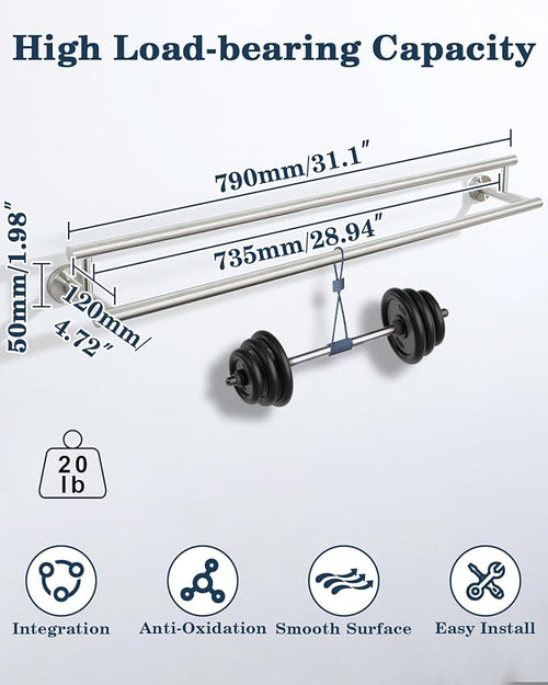 Alise Double Bath Towel Bars Towel Racks for Bathroom Lavatory,32 Inch Wall Mount Towel Holder SUS304 Stainless Steel Towel Hanger Towel Rail,GYT6902-800-LS Brushed Nickel