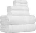 Amazon Basics 6 Piece Oversized Fade resistant Towel set, 100% Cotton towels for bathroom, soft and absorbent, 2 Bath Towels, 2 Hand Towels and 2 Washcloths bathroom towel set, White