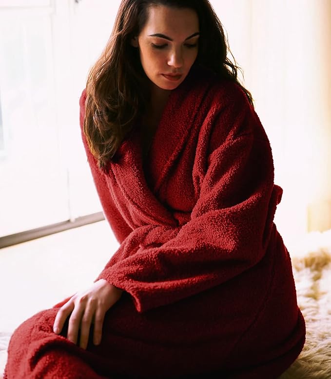 Plush Microfiber Fleece Robe | Super Soft & Warm | Lightweight | Full Length