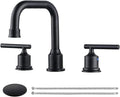 WOWOW Two Handles Widespread 8 inch Bathroom Faucet Black 3 Pieces Basin Faucets 360 Degree Swivel Spout Lavatory Sink Faucet