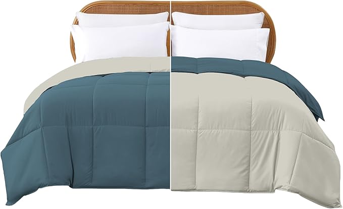 Modern Threads Down Alternative Reversible Comforter Teal/Beige Twin