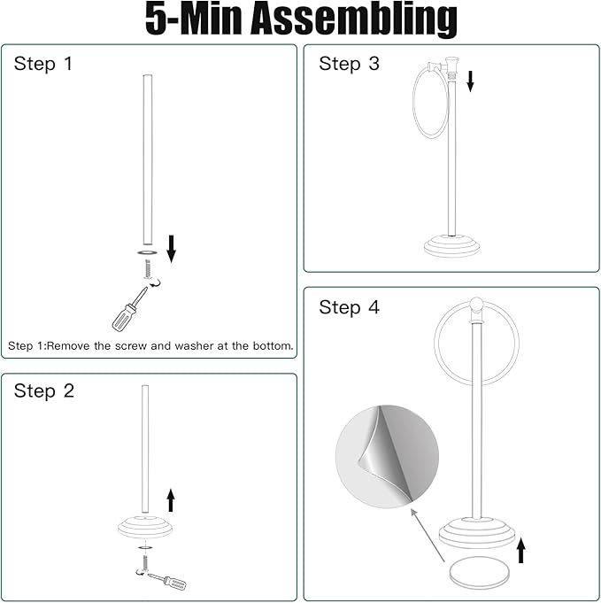 Hoimpro 17 Inch Stand Hand Towel Holder Towel Bar Towel Hanging Ring, Free Standing Floor Hand Towel Rack Storage for Bathroom Kitchen Vanity Countertops, Hardware Accessories(Oil Rubbed Bronze)