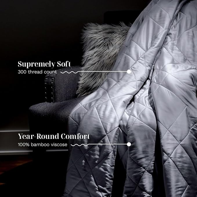LUXOME Lightweight Blanket | 100% Rayon (Viscose) from Bamboo Fabric & Fill | Full/Queen - 86"x92" | Super Soft | Thermal-Regulating | Stone