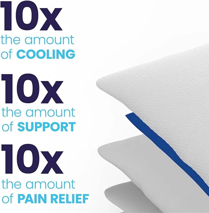 Cooling Gel Pillow for Adults - Interchangeable Gel Bead, Fiber Fill & Foam Layers - Double-Sided Chevron & Mesh Cover - Comfortable Coldest Pillow for Side, Back & Stomach Sleepers