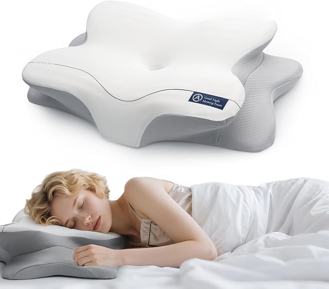 Cervical Neck Pillow for Neck & Shoulder Pain Relief - Ergonomic Memory Foam Pillow with Cooling Pillowcase, Ideal Orthopedic Sleep Solution for Side, Back, and Stomach Sleepers