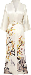 PRODESIGN Kimono Robe for Women - Long Satin Sleepwear Silky Kimono Cover-Up Nightgown Japanese Bathrobe Loungewear Blouse