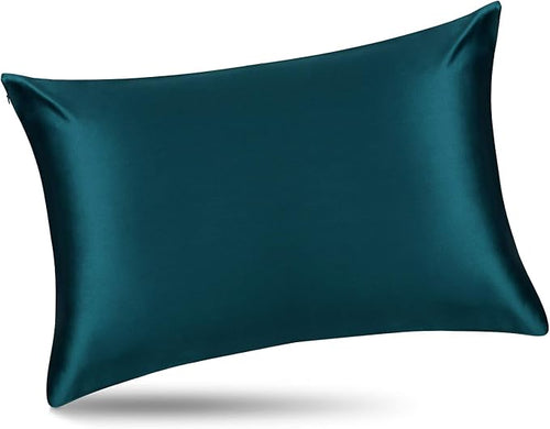 ALASKA BEAR Silk Pillowcase for Hair and Skin, 100% Mulberry Silk Pillow Cases Standard Size for Bliss Sleep with Random Color Scrunchy Gift Set Better Than Poly Satin, 1 Pack, Teal/Dark Turquoise