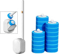 Wall Mounted Disposable Toilet Brush and Holder Toilet Bowl Cleaner with 18 pcs Refills Sponges Pad Replacement Brush Heads (1x Toilet Brush + 18 pcs Refills)