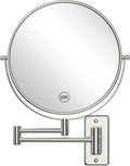 Benbilry 9" Large Size Wall Mounted Makeup Vanity Mirror, 1X/10X Magnifying Double Sided Shaving Mirror for Bathroom, 360° Swivel Extendable Arm, Nickel Finish
