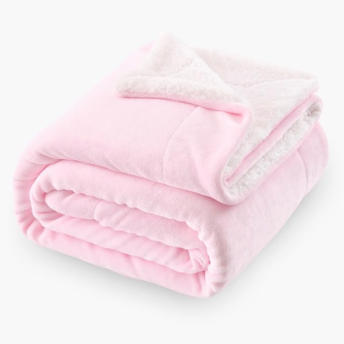 SOCHOW Sherpa Fleece Throw Blanket, Double-Sided Super Soft Luxurious Plush Blanket Throw Size, Light Pink, 50x60 inches