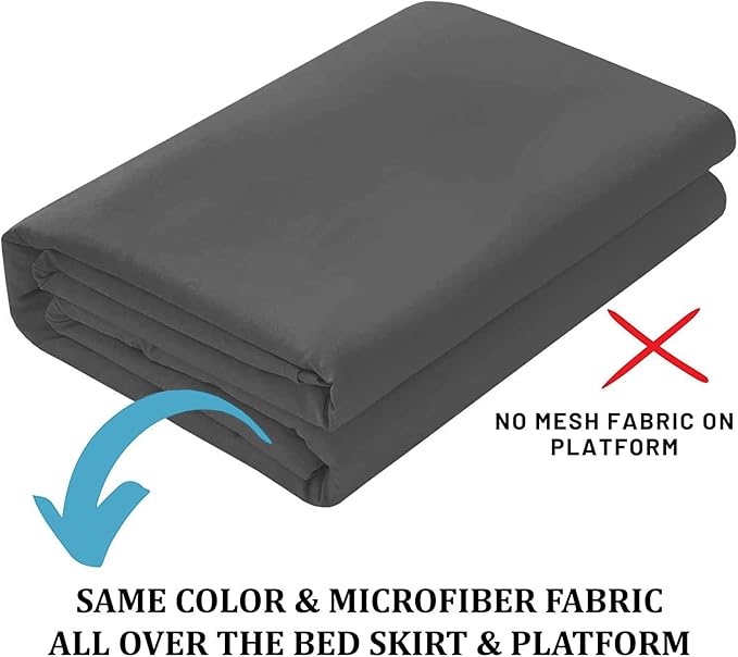 Ruffled Bed Skirt with Split Corners, Dark Grey, Full 21 Inch Drop Bedskirt, Hotel Quality Brushed Microfiber Wrinkle Free Dust Ruffle Bed Skirt Full Size