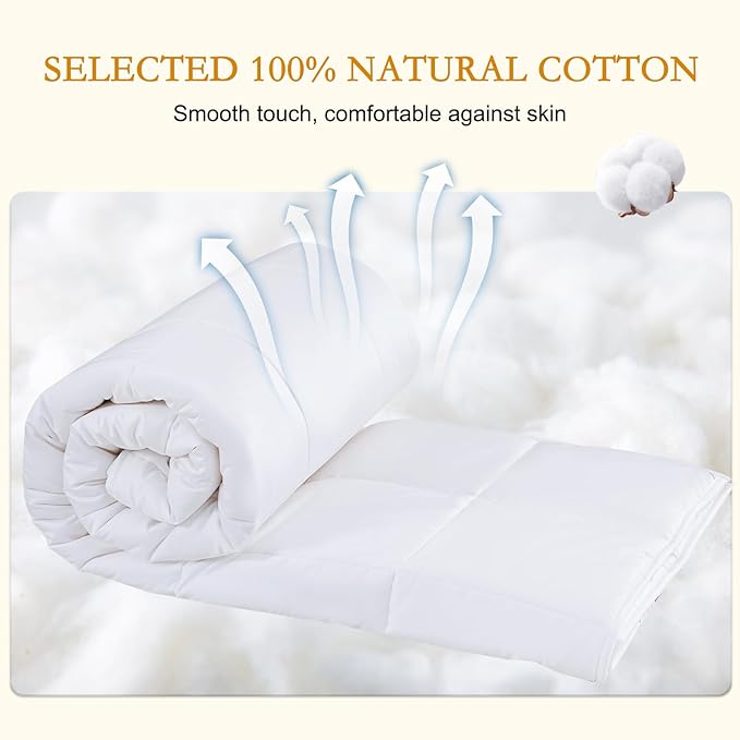YOUR MOON Luxurious All Season Wool Comforter Queen Size, 100% Natural Australian Wool Filling, Hypoallergenic Comforter Duvet Insert, Noiseless Cotton Shell (White)