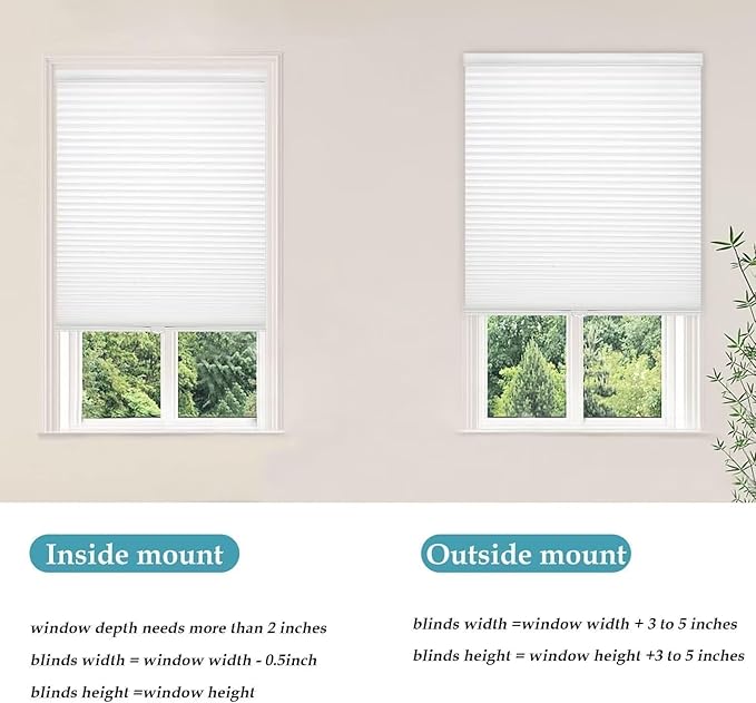 MYshade 1.5-Inch Cellular Cordless Light Filtering Shades,Thermal Insulating Noise Reducing Waterproof Blinds,Honeycomb Window Treatments for Indoor Light Control (White-34 W x 72" H)