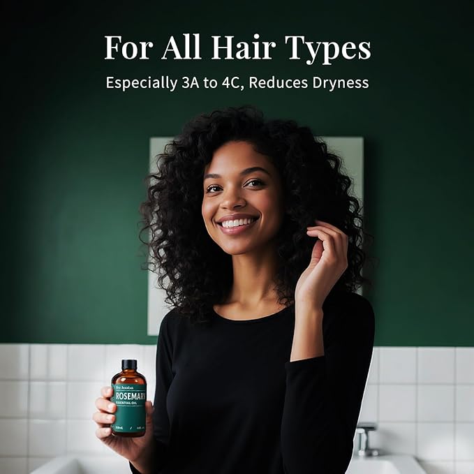 SU JUABA 4 Fl Oz Rosemary Essential Oil, 100% Pure Natural Aromatherapy Oil for Hair Growth, Skin, Nourish Scalp - 118ML