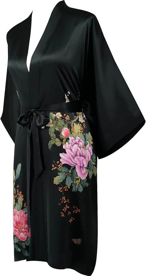 women's 100% silk kimono, short bathrobe pajamas, kimono pajamas